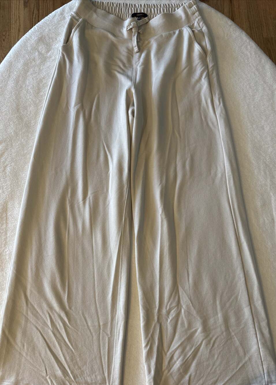 Quince Women’s White Soft Wide-Leg Pants Drawstring Elastic Waist, Size S